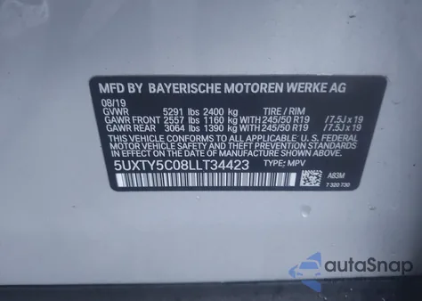 2020 BMW X3 xDrive30I z USA, uszkodzony, nr VIN 5UXTY5C08LLT34423